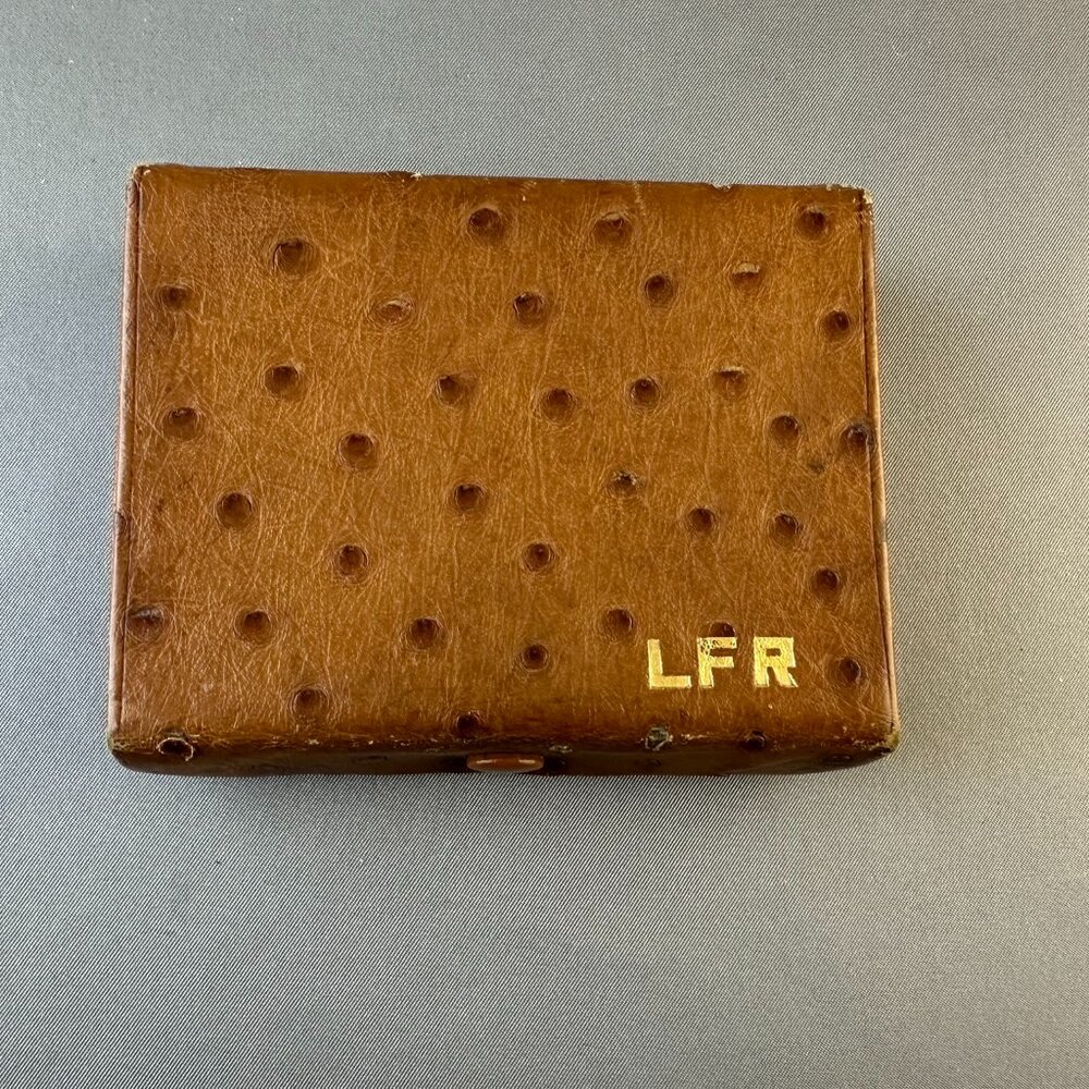 👜 Vintage Mark Cross Ostrich-Embossed Leather Jewelry LFR /  Trinket Box 🧳